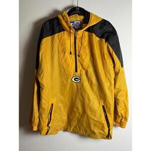 Vintage Starter Green Bay Packers Raincoat NFL Yellow Pullover Jacket Medium 90s